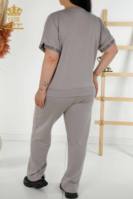 Women's Tracksuit Set Stone Embroidered Gray - 20391 | KAZEE - Thumbnail