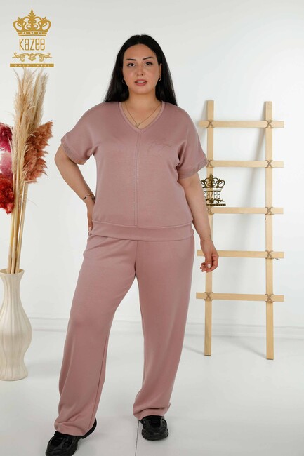 Women's Tracksuit Set Stone Embroidered Rose - 20391 | KAZEE - Thumbnail