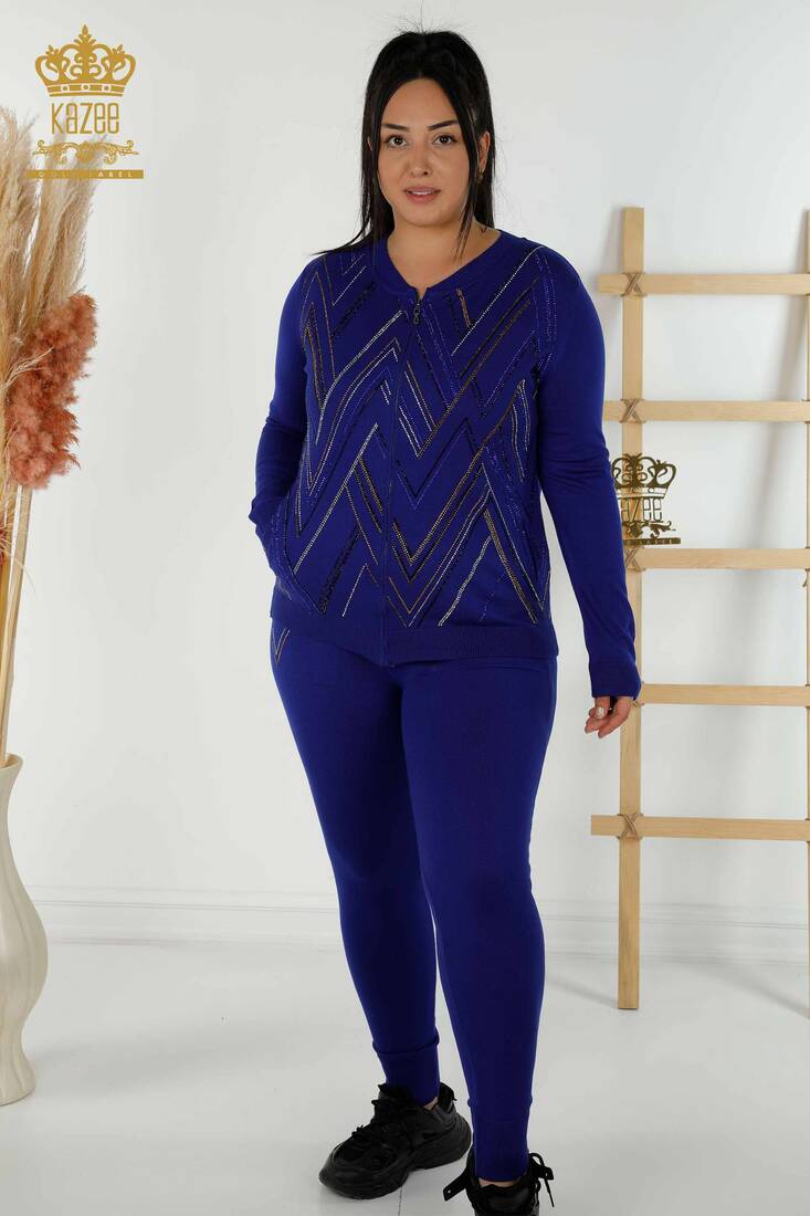 Women's Tracksuit Set Stone Embroidered Saks - 16676 | KAZEE