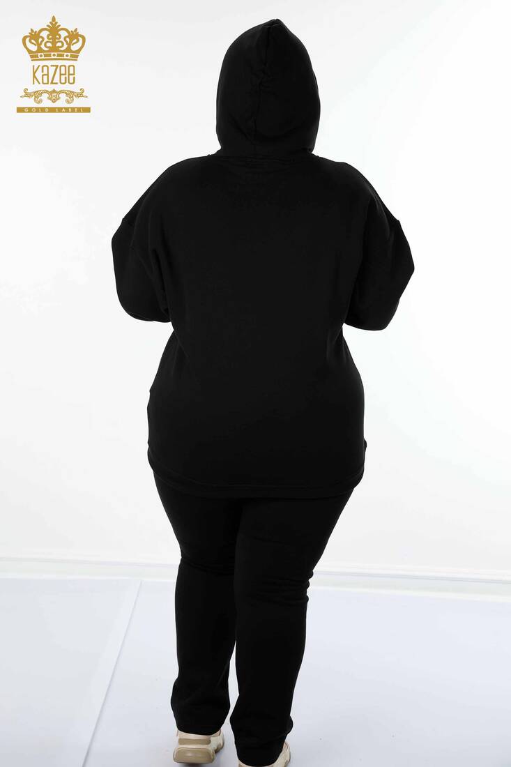 Women's Tracksuit Set Black with Text Detailed - 17296 | KAZEE