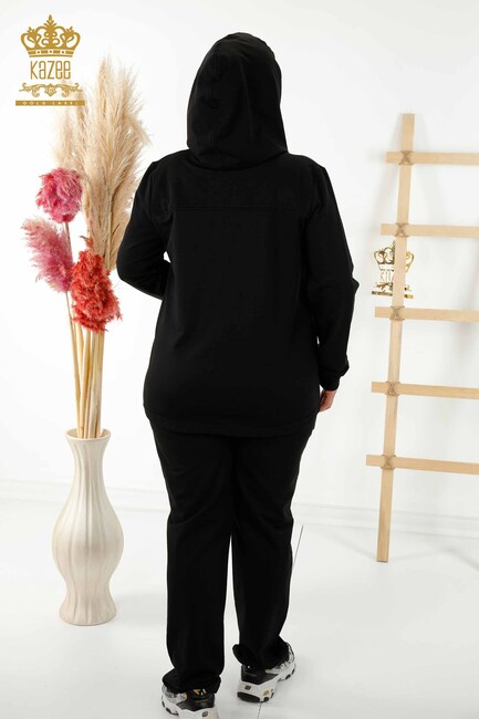 Women's Tracksuit Set Black with Text Detailed - 17376 | KAZEE - Thumbnail