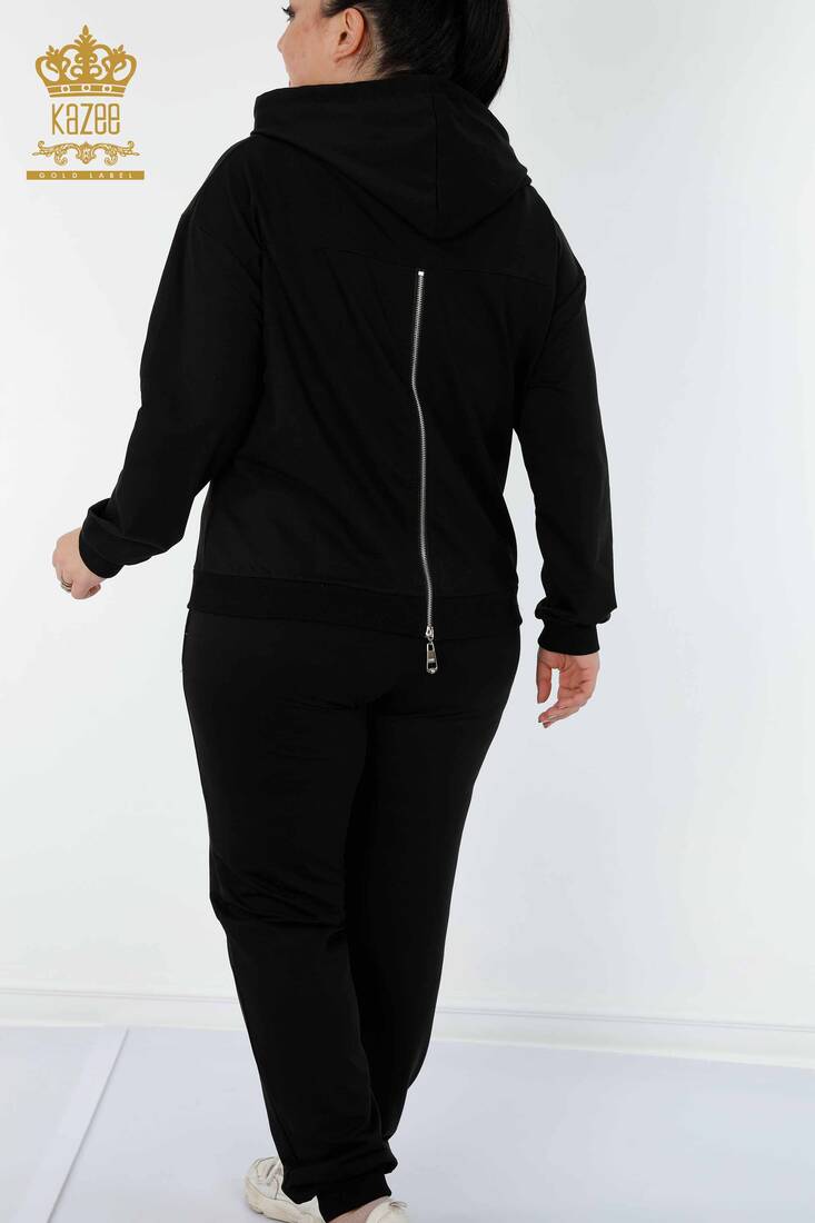 Women's Tracksuit Set Wing Detailed Black - 17481 | KAZEE