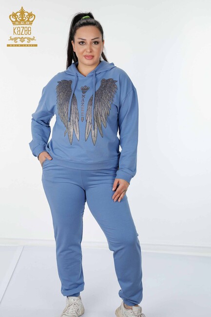 Women's Tracksuit Set Wing Detailed Blue - 17481 | KAZEE - Thumbnail