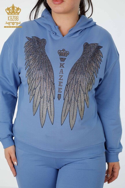 Women's Tracksuit Set Wing Detailed Blue - 17481 | KAZEE - Thumbnail