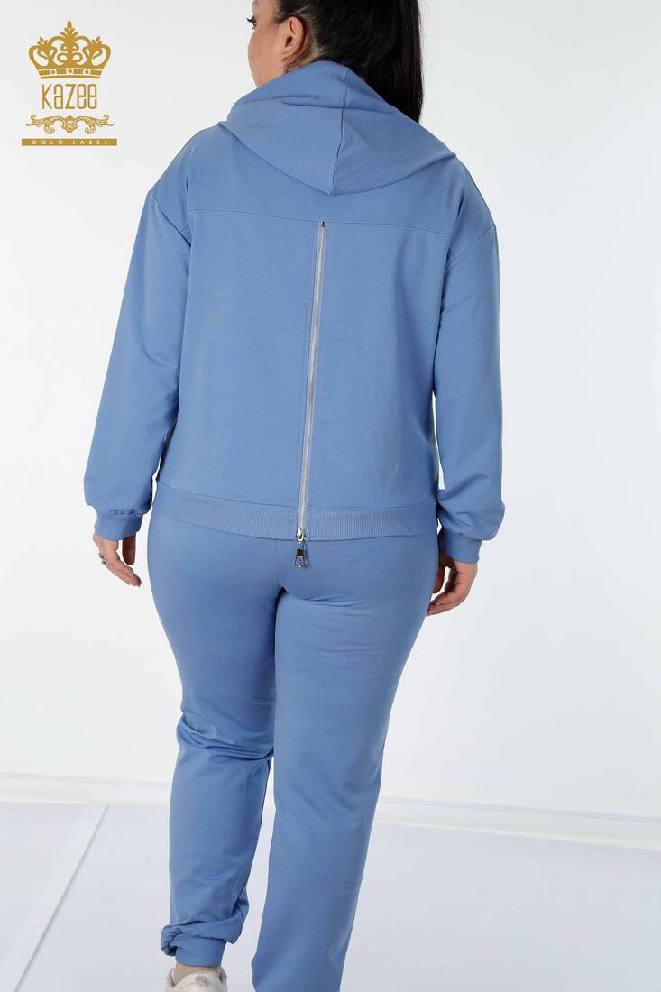 Women's Tracksuit Set Wing Detailed Blue - 17481 | KAZEE