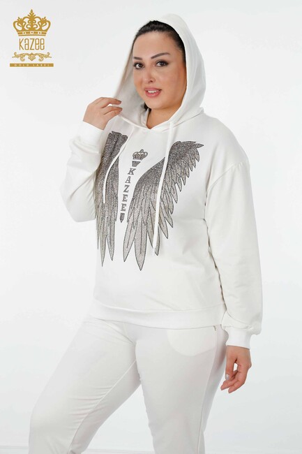 Women's Tracksuit Set Wing Detailed Ecru - 17481 | KAZEE - Thumbnail