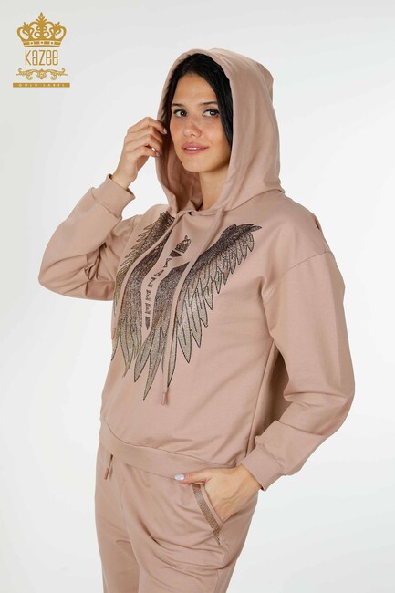 Women's Tracksuit Set Wing Detailed Mink - 17481 | KAZEE - Thumbnail