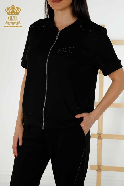 Women's Tracksuit Set Zippered Black - 17549 | KAZEE - Thumbnail