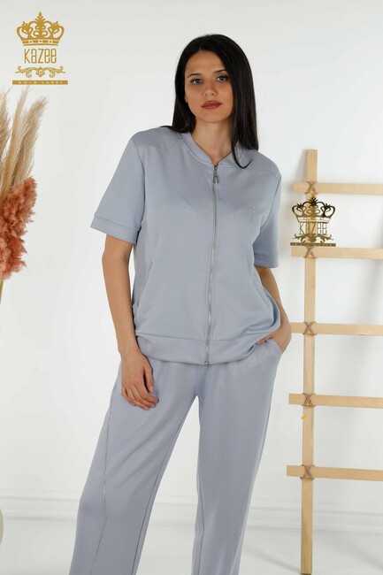 Women's Tracksuit Set Zippered Blue - 17549 | KAZEE - Thumbnail