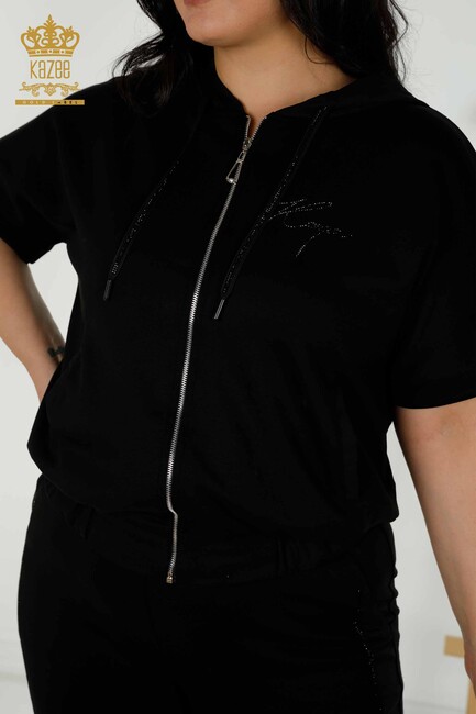 Women's Tracksuit Set Zipper Detailed Black - 20387 | KAZEE - Thumbnail