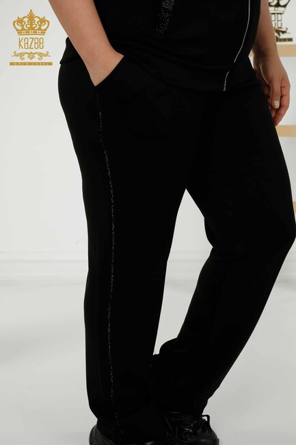 Women's Tracksuit Set Zipper Detailed Black - 20448 | KAZEE - Thumbnail