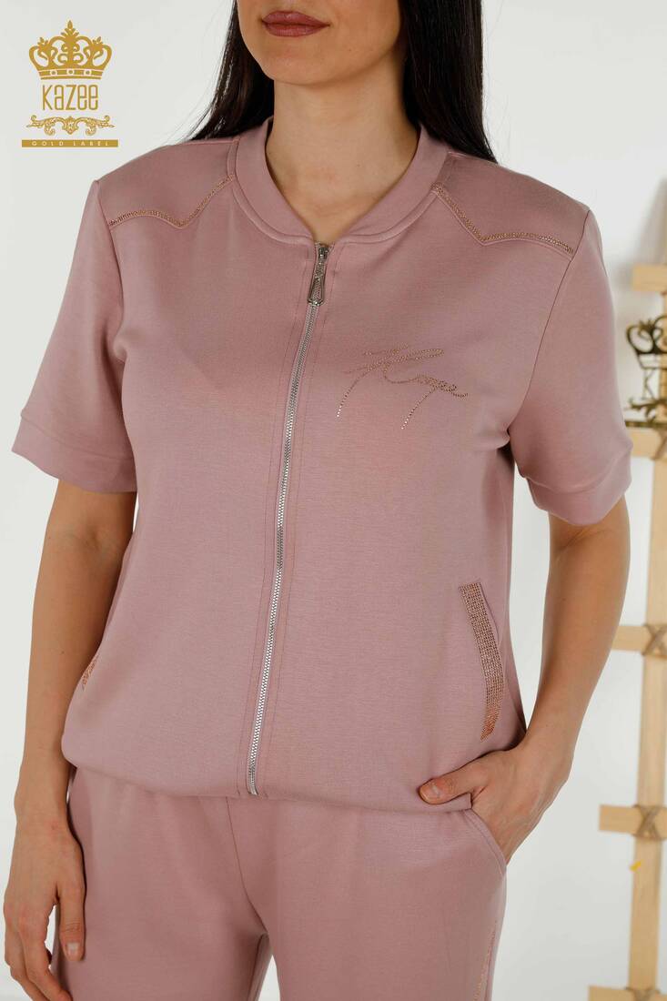 Women's Tracksuit Set Zipper Rose - 17549 | KAZEE