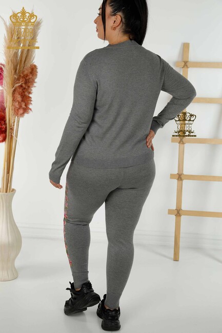 Women's Tracksuit Set Gray With Flower Embroidery - 16658 | KAZEE - Thumbnail