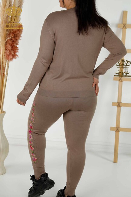 Women's Tracksuit Set Floral Embroidered Mink - 16658 | KAZEE - Thumbnail