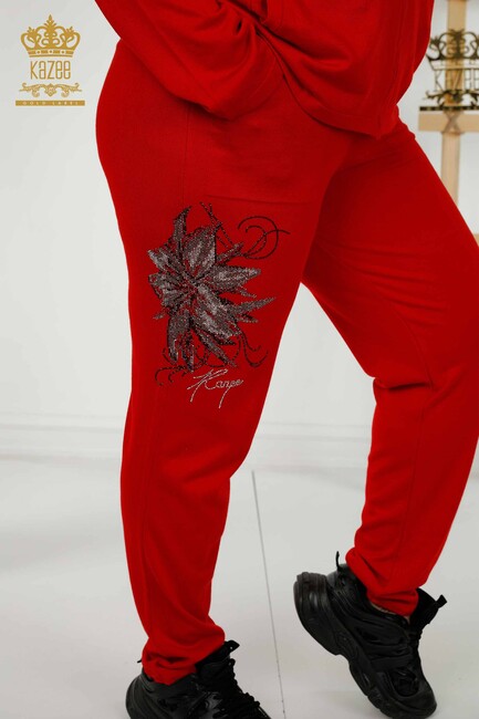 Women's Tracksuit Set Floral Pattern Red - 16661 | KAZEE - Thumbnail