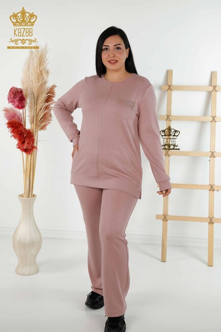 Women's Tracksuit Set Pocket Detailed Rose - 20398 | KAZEE - Thumbnail