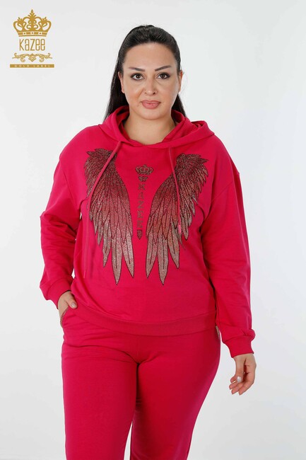 Women's Tracksuit Set Wing Detailed Fuchsia - 17481 | KAZEE - Thumbnail