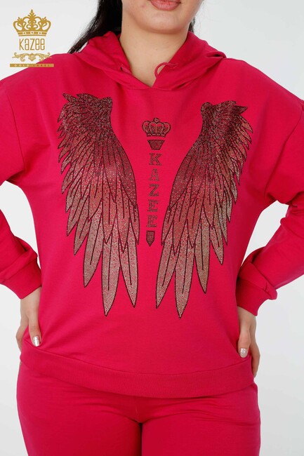 Women's Tracksuit Set Wing Detailed Fuchsia - 17481 | KAZEE - Thumbnail