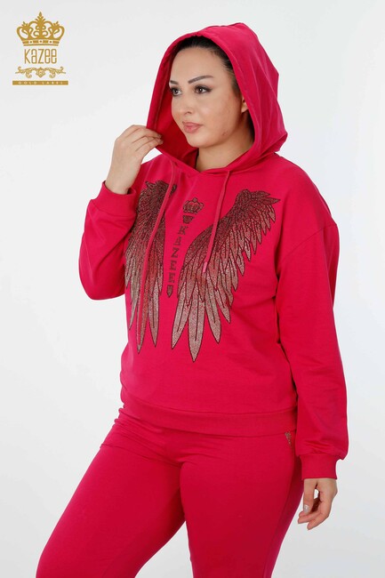 Women's Tracksuit Set Wing Detailed Fuchsia - 17481 | KAZEE - Thumbnail