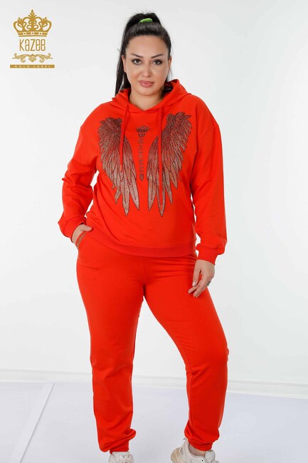 Women's Tracksuit Set Wing Detailed Orange - 17481 | KAZEE - Thumbnail