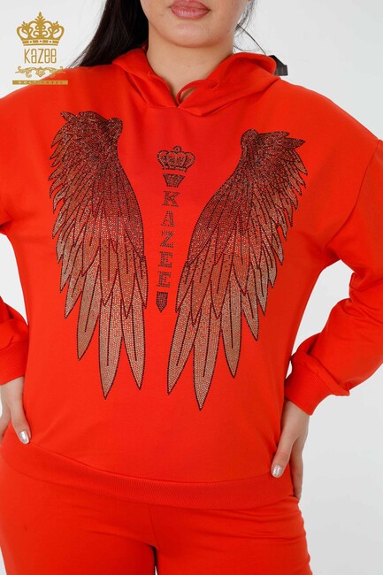 Women's Tracksuit Set Wing Detailed Orange - 17481 | KAZEE - Thumbnail