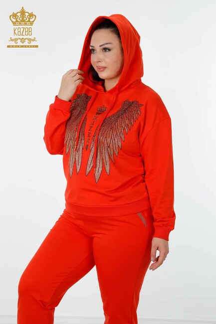 Women's Tracksuit Set Wing Detailed Orange - 17481 | KAZEE - Thumbnail