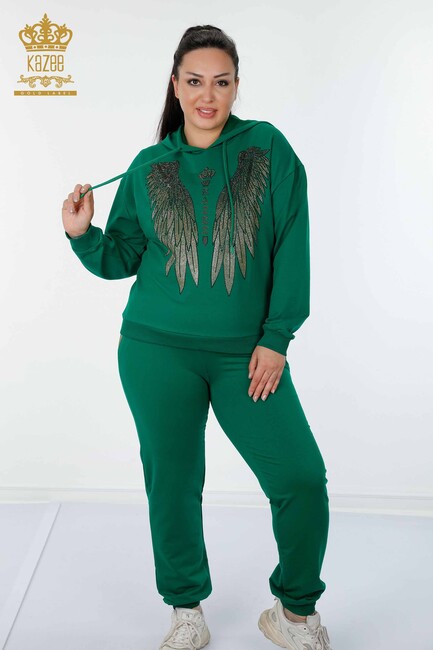 Women's Tracksuit Set Wing Detailed Green - 17481 | KAZEE - Thumbnail