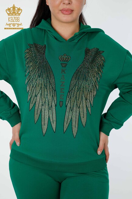 Women's Tracksuit Set Wing Detailed Green - 17481 | KAZEE - Thumbnail