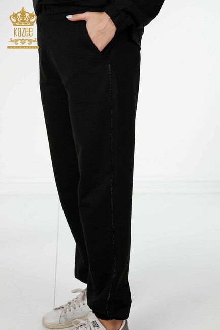 Women's Tracksuit Set Written Black - 17444 | KAZEE - Thumbnail