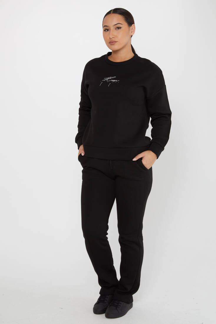 Women's Tracksuit Kazee Text Detail Black - 17885 | KAZEE