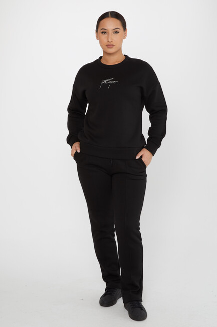 Women's Tracksuit Kazee Text Detail Black - 17885 | KAZEE - Thumbnail