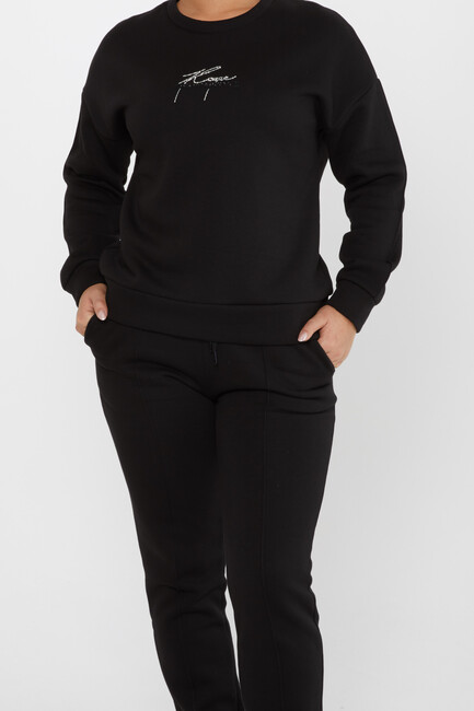 Women's Tracksuit Kazee Text Detail Black - 17885 | KAZEE - Thumbnail