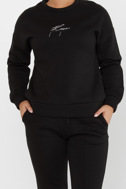 Women's Tracksuit Kazee Text Detail Black - 17885 | KAZEE - Thumbnail