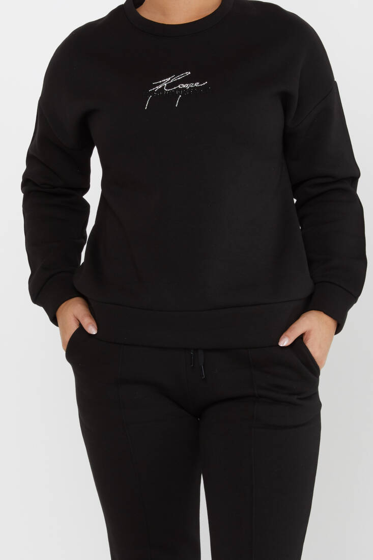 Women's Tracksuit Kazee Text Detail Black - 17885 | KAZEE