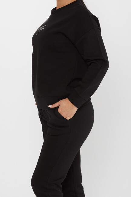 Women's Tracksuit Kazee Text Detail Black - 17885 | KAZEE - Thumbnail