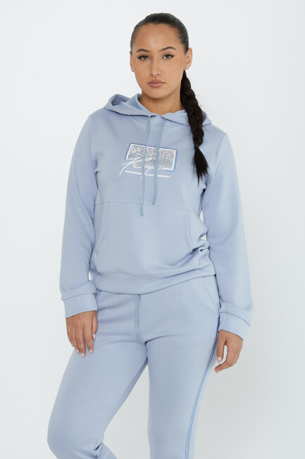 Women's Tracksuit Kazee Text Detail Blue - 17593 | KAZEE - Thumbnail