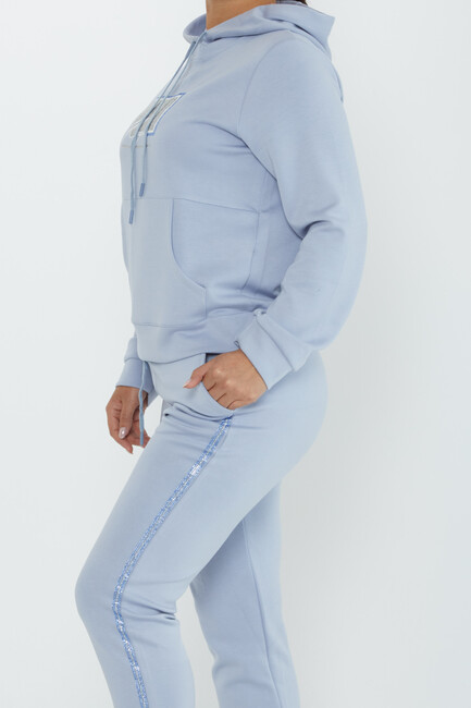 Women's Tracksuit Kazee Text Detail Blue - 17593 | KAZEE - Thumbnail