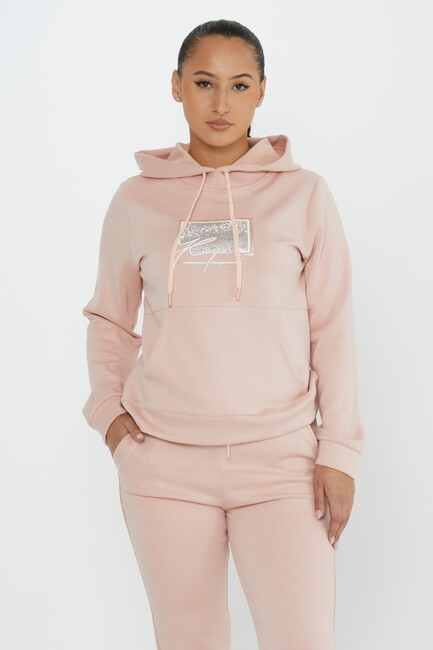 Women's Tracksuit Kazee Text Detail Powder - 17593 | KAZEE - Thumbnail