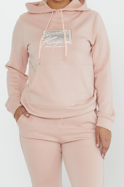 Women's Tracksuit Kazee Text Detail Powder - 17593 | KAZEE - Thumbnail