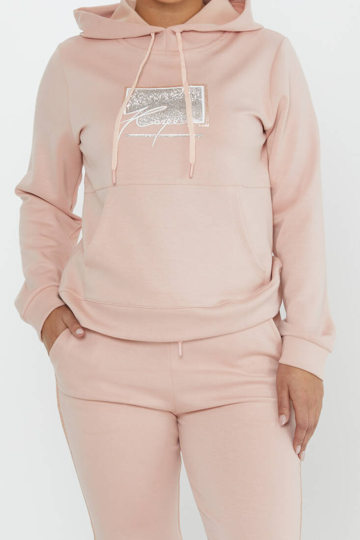 Women's Tracksuit Kazee Text Detail Powder - 17593 | KAZEE