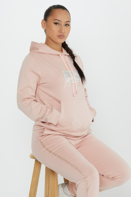 Women's Tracksuit Kazee Text Detail Powder - 17593 | KAZEE - Thumbnail