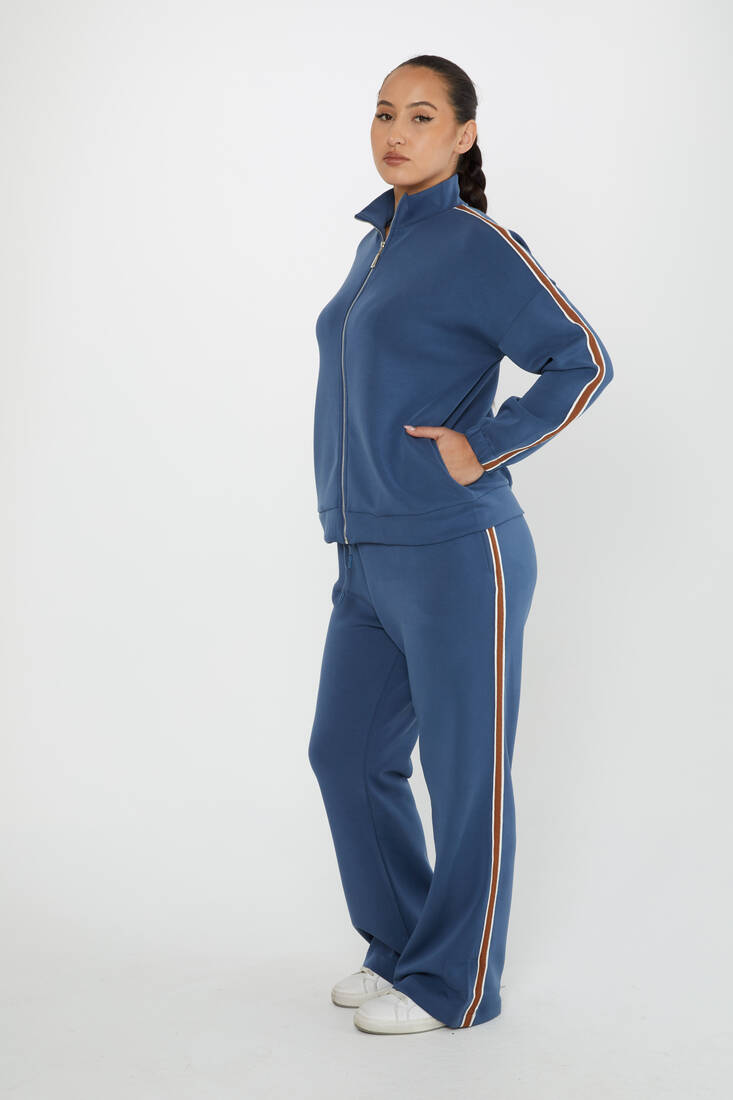 Women's Tracksuit Pocket Detail Indigo - 17630 | KAZEE