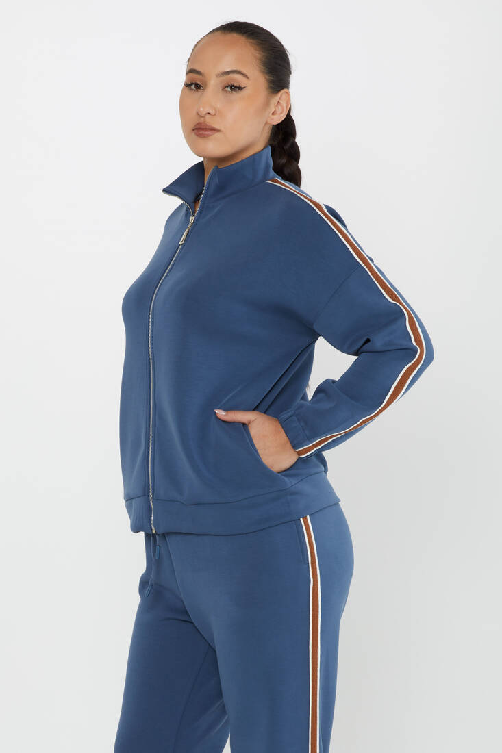 Women's Tracksuit Pocket Detail Indigo - 17630 | KAZEE