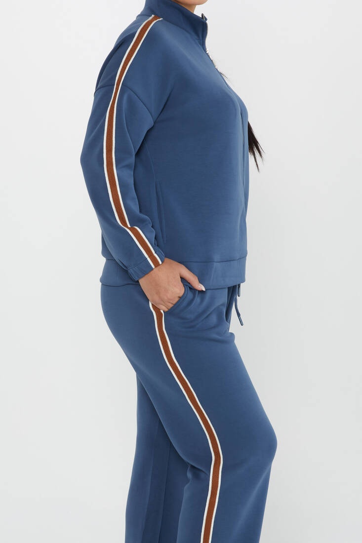 Women's Tracksuit Pocket Detail Indigo - 17630 | KAZEE