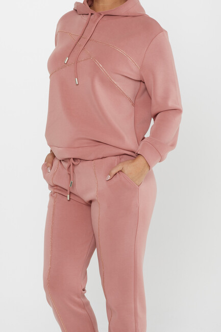 Women's Tracksuit Stone Detailed Rose - 17628 | KAZEE - Thumbnail