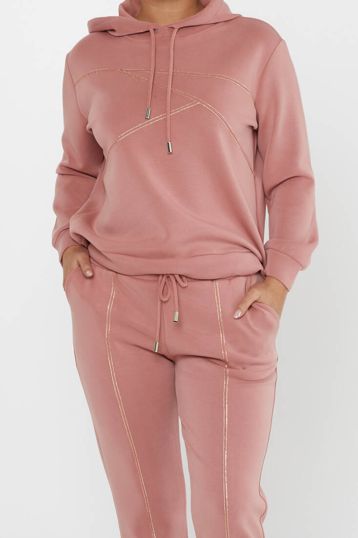 Women's Tracksuit Stone Detailed Rose - 17628 | KAZEE