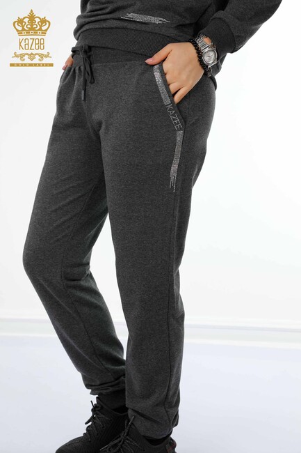 Women's Tracksuit Set Text Detailed Anthracite - 17461 | KAZEE - Thumbnail