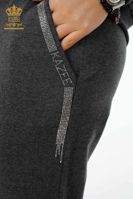 Women's Tracksuit Set Text Detailed Anthracite - 17461 | KAZEE - Thumbnail