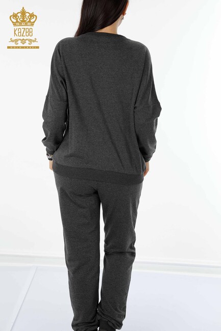 Women's Tracksuit Set Text Detailed Anthracite - 17461 | KAZEE - Thumbnail