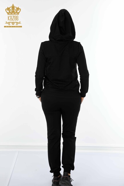 Women's Tracksuit Set Black with Text Detailed - 17286 | KAZEE - Thumbnail